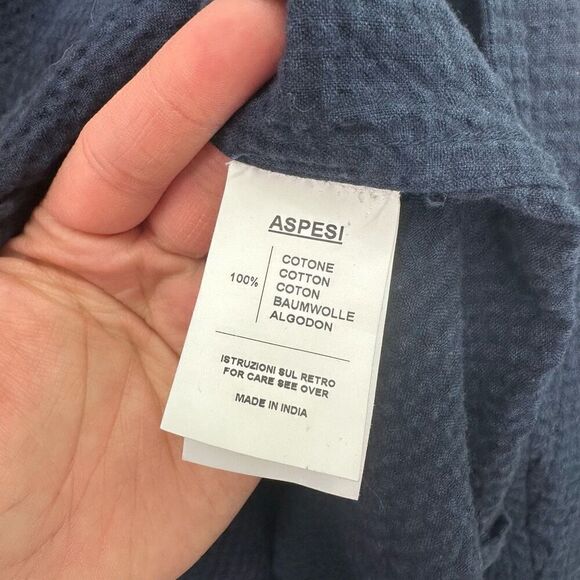 ASPESI Unisex Navy Cotton Seersucker Three Button Blazer Drawstring Short Set - Picture 6 of 14